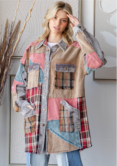 Coat of Many Colors Shacket- Silver